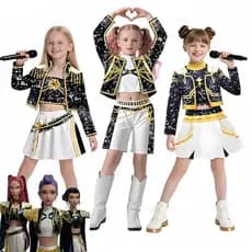 KPop Demon Hunters Mira Rumi Zoey Roupas Moda de Cinema Fantasia Cosplay Ídolo Virtual Para Meninas Crianças Halloween C