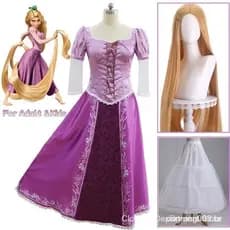 Peruca Trançada da Rapunzel para Cosplay, Fantasia de Carnaval para Adultos, Fantasias de Anime para Mulheres e Crianças