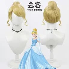 42741[Yunrong] Peruca de Princesa Cinderela da Disney, Amarelo Dourado, com Couro Cabeludo Simulado Integrado 2841 NXMP
