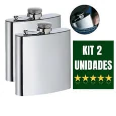 kiT 2 Cantil Inox Porta Whisky Frasco 230ml Garrafa Whiskeira Whisky Bolso Bar