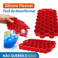 Forma de Gelo em SiliconeTipo Colmeia Flexível Facil de Desenformar