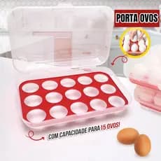 Organizador Porta Ovos De Plástico Retangular C/15 Cavidades Geladeira
