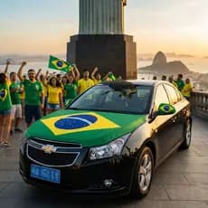 Kit Bandeira do Brasil Para Capô de Carro Universal Torcida Hexa Copa Do Mundo