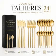 Kit 24 Jogo De Talheres Inoxidável 416 Suprimentos Cozinha Talheres Dourados Talheres