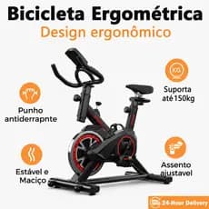 Bicicleta de Spinning Profissional 150kg | Display Multifuncional + Correia Silenciosa | Ideal para Home Office e Academ