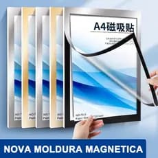 Kit5 Molduras Magnéticas Moldura Quadro A3/A4/ Vidro ou Acetato Certificado - Porta Retrato para Diploma, Fotos e Poster