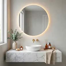 Espelho Com LED Lapidado Redondo 60cm - Para Banheiro, Quarto, Maquiagem - ENVIO IMEDIATO