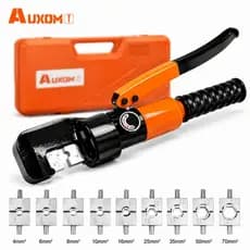 AUXOM Alicate Hidráulico Prensa Crimpa Terminais 4 a 70mm² para Cabos Elétricos (9 Matrizes)