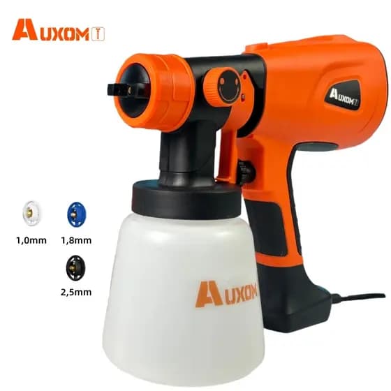 AUXOM Pulverizador de Tinta Elétrico 600W Profissional - Pistola de Pintura com 3 Bicos para Tintas e Vernizes