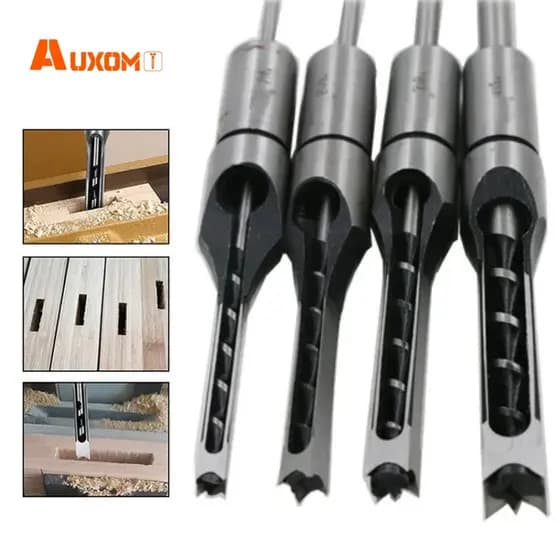 AUXOM Kit com 4 Brocas para Furo Quadrado - 1/4" 5/16" 3/8" 1/2" para Furadeira de Bancada e Madeira