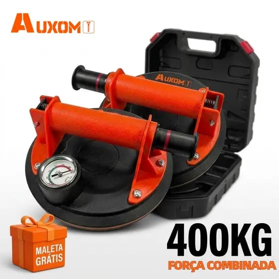 Ventosas a Vácuo Profissional -Força Combinada 400KG para Porcelanato e Vidro Com Maleta AUXOM