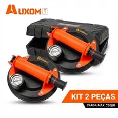 Kit 2 Ventosas Profissional A Vácuo AUXOM 250kg Para Porcelanato Vidro Mármore Com Maleta