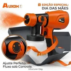 Pistola de Pintura Elétrica AUXOM Profissional HVLP - Pulverizador de Tinta com Controle de Fluxo Ajustável