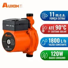 AUXOM Bomba Pressurizadora De Água Automática 120w 11mca 1800l/h 100°C Silenciosa Para Chuveiro Aquecedor Solar E Casa