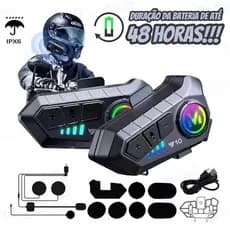 Intercomunicador para Moto Y10 - Fone de Ouvido Bluetooth Sem Fio, Bluetooth 5.3, Kit Capacete Impermeável