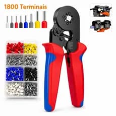 Kit Alicate Crimpador Multifuncional Descascador Com 1800 Terminais Ilhós Tubular Para Eletricista