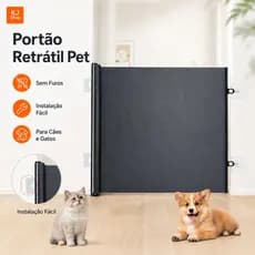 Portão Retrátil Pet 78cm Sem Furo Grade Segurança Cães Gatos Enrolável 110/130cm