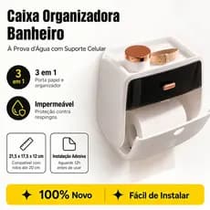 Caixa Organizadora Banheiro à Prova d'Água Porta Papel Higiênico com Suporte Celular
