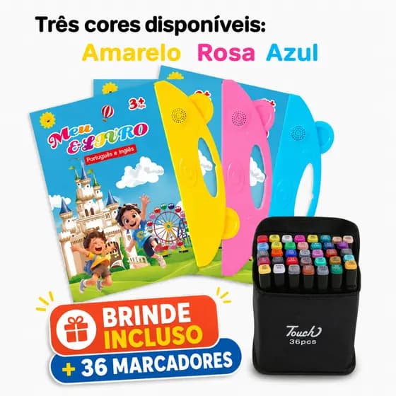 Livro Sonoro Interativo Infantil Bilíngue (Inglês/Português) Brinquedo Educativo Com Toque Inteligente
