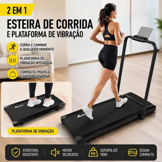 Esteira Elétrica Dobrável Residencial 4.0HP Silenciosa 150kg Bluetooth 6km/h Controle Remoto