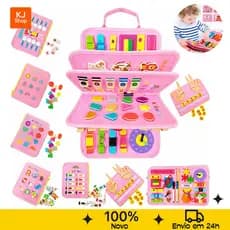 Livro Educativo Infantil Montessori Busy Book Sensorial Portátil Cores Números Coordenação Motora