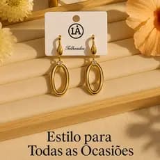 Brincos Femininos 18K Folheados Oval Moderno — Não Desbota, Não Escurece