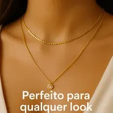 Colar Duas Camadas com Brilho Intenso – Dourado 18K Não Desbota
