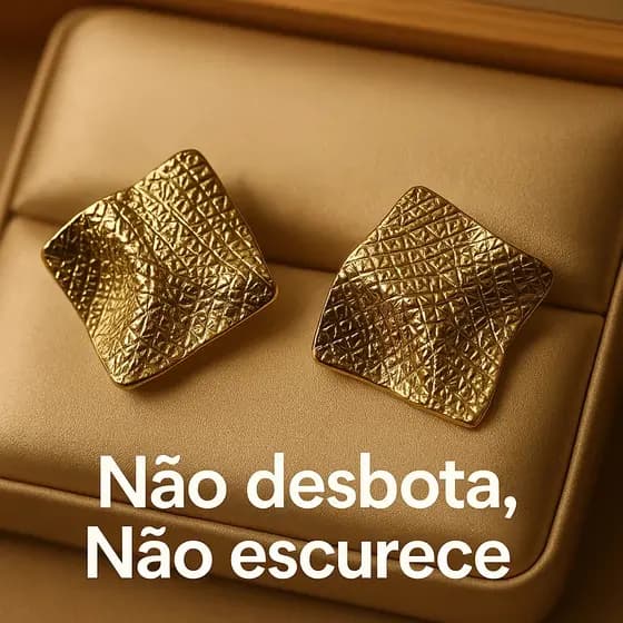 Brinco Feminino Quadrado 18K Banhado a Ouro – Não Desbota, Design Moderno