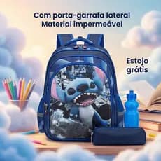 Mochila Infantil Stitch Premium + Estojo Grátis • Volta às Aulas • Presente para Crianças