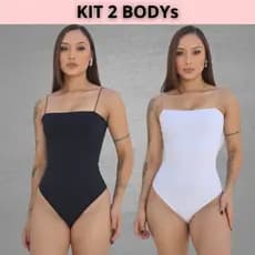 Kit 2 Body Feminino Tiras Suplex Alça Fina Alcinha Regata Forro Duplo Premium