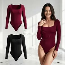 Kit 2 Body Feminino Suplex Decote Quadrado Manga Longa Forrado Segunda Pele Blusa Frio Premium