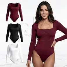 Kit Body Feminino Manga Longa Decote Quadrado Suplex Forrado Blusa Frio Premium Inverno 2026