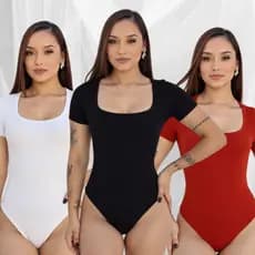 KIT 3 Body Manguinha Feminino Manga Curta Canelado Atoalhado Bory Anarruga Premium