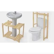 KIT Estantes Organizador Banheiro Coluna Pia Vaso Sanitário Gabinete Banheiro