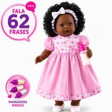 Boneca Grande Angelina Negra Fala 62 Frases Mamadeira Boneca Que Fala Brinquedo Tipo Boneca Reborn