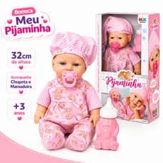 Boneca Bebe Meu Pijaminha Brinquedo com Mamadeira Tipo Boneca Reborn Para Dormir