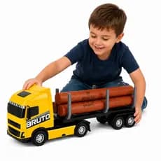 Brinquedo Caminhão Logging Madeira Bruto Cores Sortidas Brinquedo Infantil Caminhãozinho