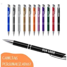 Kit Canetas Premium Metal Personalizadas a Laser -  Brinde Corporativo Presente Profissional
