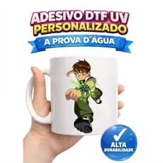 ADESIVOS DTF IMPRESSÃO UV BEN 10 CANECAS COPOS GARRAFAS 7,5CM  A PROVA D' ÁGUA