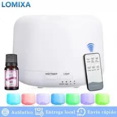 Umidificador Portátil 500ml Aromatizador com Luz LED 7 Cores e Controle Remoto para um Ambiente Mais Agradável para Dorm