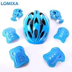 Kit de Proteção Infantil 7 Peças com Capacete, Joelheiras e Cotoveleiras para Ciclismo e Skate