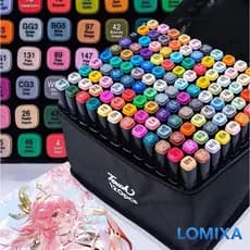 Canetas Marcadoras Artísticas 36/48/60/80/100/120 Cores com Ponta Dupla