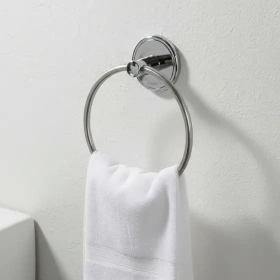 Porta Toalha Circular Com Fixação Adesiva Cromo