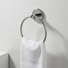 Porta Toalha Circular Com Fixação Adesiva Cromo
