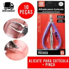 Kit 10 Alicate de Cutícula + Pinça Sobrancelha Profissional Kit Manicure Salão de Beleza