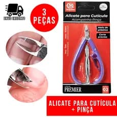 Kit 3 Alicate de Cutícula + Pinça Sobrancelha Profissional Kit Manicure Salão de Beleza