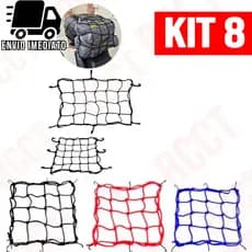Kit 8 Rede Aranha Elástica 30x30 para Bagageiro Moto Carro Bicicleta com 6 Ganchos Reforçados
