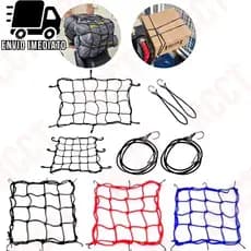 Rede Aranha Elástica 30x30 para Bagageiro Moto Carro Bicicleta com 6 Ganchos Reforçados
