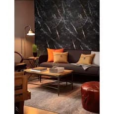Rolo Papel de Parede 5 m x 45 cm Preto Marmorizado Dourado