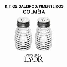 KIT 2 UNID SALEIRO PIMENTEIRO PORTA CONDIMENTOS de mesa 80 ml LYOR - VIDRO TAMPA INOX